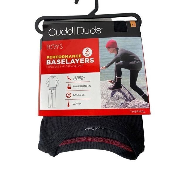 Cuddl Duds Boys SMALL Black Thermal 2-Piece Base Layer Set - Picture 1 of 7